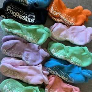 Pop Physique Barre Grippy Socks. Color Variety. 11 Pairs.